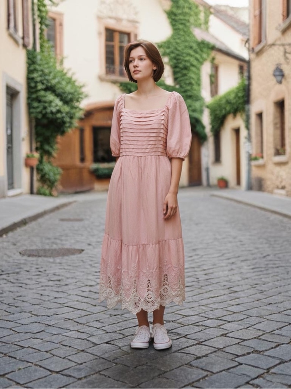 Lauren Conrad Lt. Pink Embroidered Hem Maxi Dress PXXL NWT